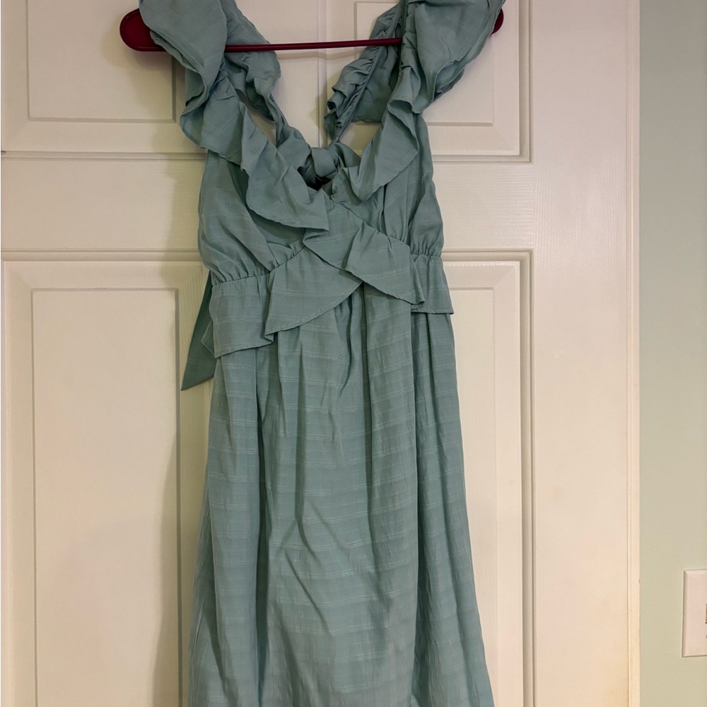 Altar'd State Light Blue Ruffle Mini Dress